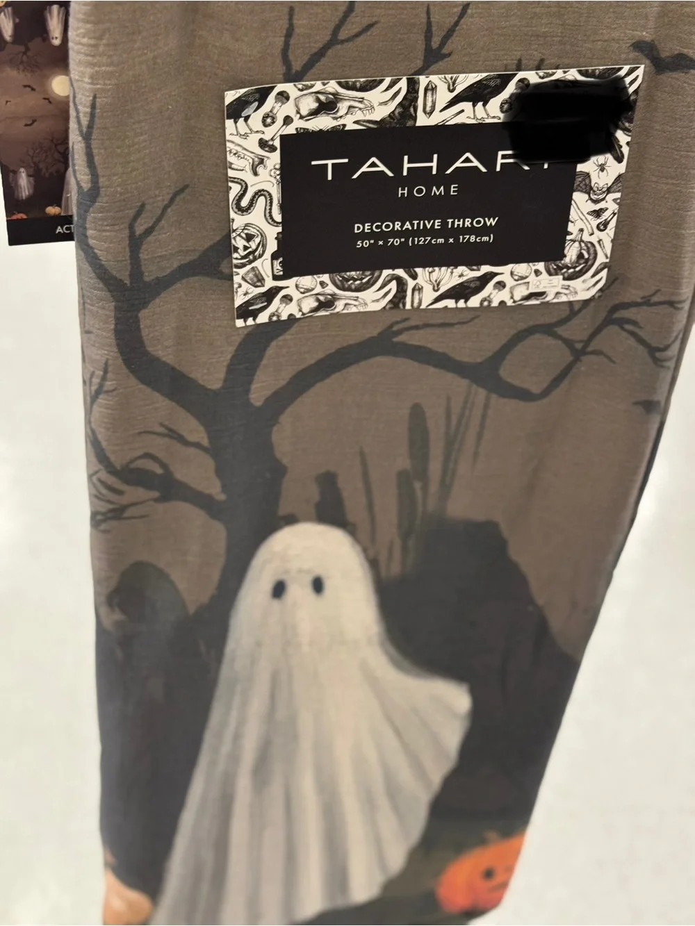 Tahari Halloween Decorative Throw - Gray, Black, White, Orange